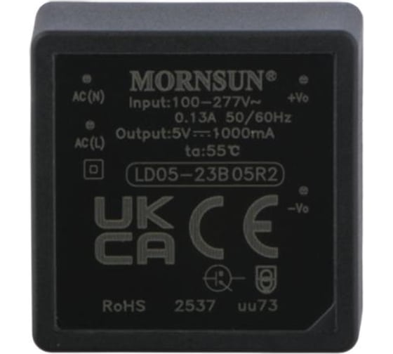 Блок питания на печатную плату MORNSUN LD05-23B05R2, в кожухе, AC/DC 5 Вт 5 В, изолированный, залитый компаундом, низкий уровень шумов и пульсаций 3203322