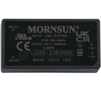 Блок питания на печатную плату MORNSUN LD20-23B05R2, в кожухе, AC/DC 20 Вт 5 В, изолированный, залитый компаундом, низкий уровень шумов и пульсаций 3951835