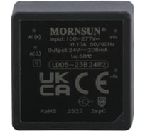 Блок питания на печатную плату MORNSUN LD05-23B24R2, в кожухе, AC/DC 5 Вт 24 В, изолированный, залитый компаундом, низкий уровень шумов и пульсаций 3203330