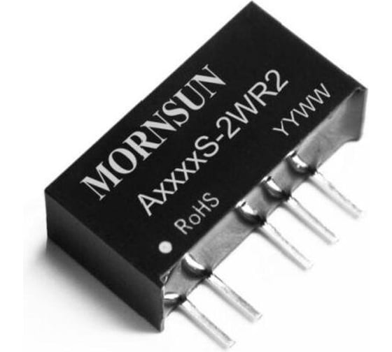 Блок питания на печатную плату MORNSUN A2415S-2WR2, в корпусе SIP7, DC/DC 2 Вт 15 В, -15 В, изолированный, фиксированный вход, биполярный выход 1919092