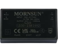 Блок питания на печатную плату MORNSUN LD30-23B24R2, в кожухе, AC/DC 30 Вт 24 В, изолированный, залитый компаундом, низкий уровень шумов и пульсаций 3915787