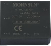 Блок питания на печатную плату MORNSUN LH10-23B05R2, в кожухе, AC/DC 10 Вт 5 В, изолированный, залитый компаундом, низкий уровень шумов и пульсаций 3981528