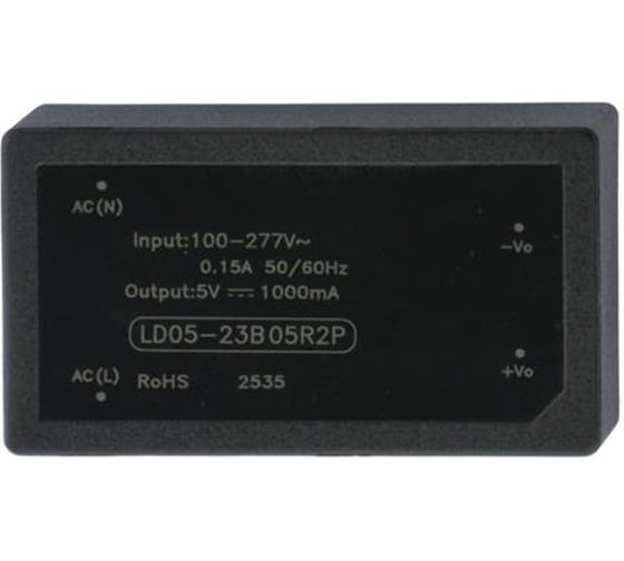 Блок питания на печатную плату MORNSUN LD05-23B05R2P, в кожухе, AC/DC 5 Вт 5 В, изолированный, залитый компаундом, низкий уровень шумов и пульсаций 5030992