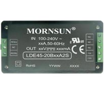 Блок питания на шасси MORNSUN LDE45-20B12A2S, в кожухе, AC/DC 45 Вт 12 В, изолированный, залитый компаундом, низкий уровень шумов и пульсаций 4290367