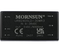 Блок питания MORNSUN URB2405LD-30WR3 на печатную плату, в корпусе 2X1INCH, DC/DC 30 Вт 5 В, изолированный, широкий вход, однополярный выход 3152461