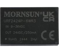 Блок питания MORNSUN URF2424P-6WR3 на печатную плату, в корпусе DIP24, DC/DC 6 Вт 24 В, изолированный, широкий вход, однополярный выход 3152617