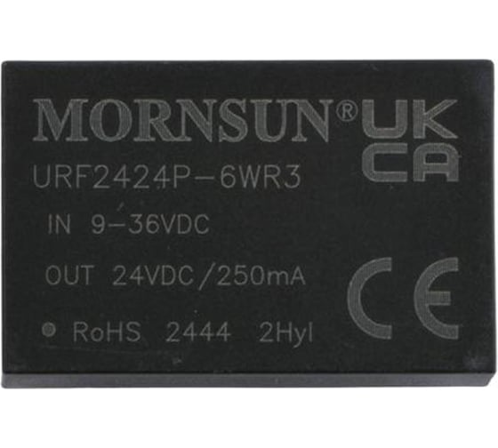 Блок питания MORNSUN URF2424P-6WR3 на печатную плату, в корпусе DIP24, DC/DC 6 Вт 24 В, изолированный, широкий вход, однополярный выход 3152617