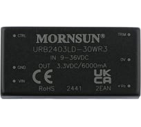 Блок питания MORNSUN URB2403LD-30WR3 на печатную плату, в корпусе 2X1INCH, DC/DC 30 Вт 3.3 В, изолированный, широкий вход, однополярный выход 3152447