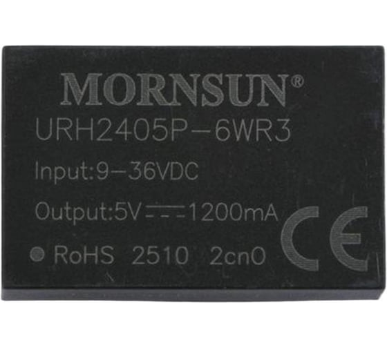Блок питания MORNSUN URH2405P-6WR3 на печатную плату, в корпусе DIP24, DC/DC 6 Вт 5 В, изолированный, широкий вход, однополярный выход 2784746