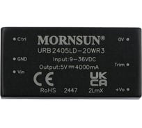 Блок питания MORNSUN URB2405LD-20WR3 на печатную плату, в корпусе 2X1INCH, DC/DC 20 Вт 5 В, изолированный, широкий вход, однополярный выход 2572308