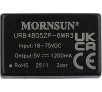 Блок питания MORNSUN URB4805ZP-6WR3 на печатную плату, в корпусе DIP24, DC/DC 6 Вт 5 В, изолированный, широкий вход, однополярный выход 2737399