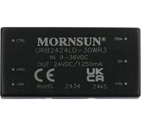 Блок питания MORNSUN URB2424LD-30WR3 на печатную плату, в корпусе 2X1INCH, DC/DC 30 Вт 24 В, изолированный, широкий вход, однополярный выход 3152505