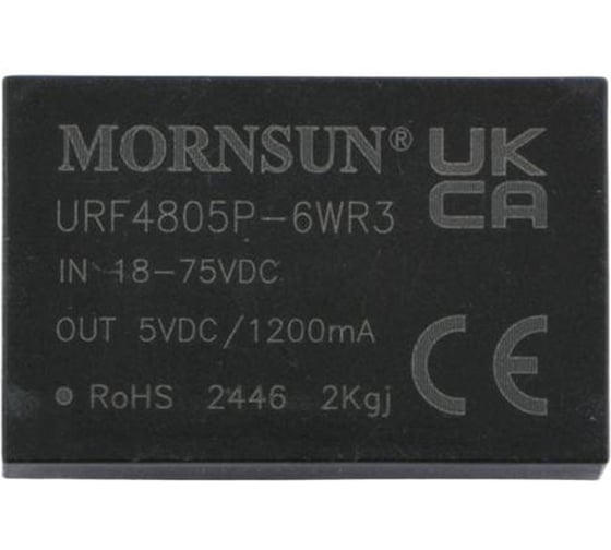 Блок питания MORNSUN URF4805P-6WR3 на печатную плату, в корпусе DIP24, DC/DC 6 Вт 5 В, изолированный, широкий вход, однополярный выход 3096345