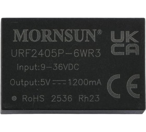 Блок питания MORNSUN URF2405P-6WR3 на печатную плату, в корпусе DIP24, DC/DC 6 Вт 5 В, изолированный, широкий вход, однополярный выход 3046156
