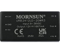 Блок питания MORNSUN URB2412LD-20WR3 на печатную плату, в корпусе 2X1INCH, DC/DC 20 Вт 12 В, изолированный, широкий вход, однополярный выход 2732467