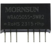 Блок питания MORNSUN WRA0505S-3WR2 на печатную плату, в корпусе SIP8, DC/DC 3 Вт 5 В, -5 В, изолированный, широкий вход, биполярный выход 2302284