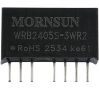 Блок питания MORNSUN WRB2405S-3WR2 на печатную плату, в корпусе SIP8, DC/DC 3 Вт 5 В, изолированный, широкий вход, однополярный выход 2262882
