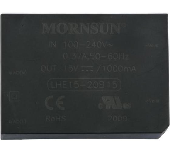 Блок питания MORNSUN LHE15-20B15 на печатную плату, в кожухе, AC/DC 15 Вт 15 В, изолированный, залитый компаундом, универсальный вход 3152256