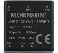 Блок питания MORNSUN URB2405YMD-15WR3 на печатную плату, DC/DC 15 Вт 5 В, изолированный, широкий вход, однополярный выход 3152464