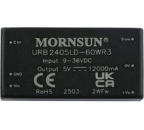 Блок питания MORNSUN URB2405LD-60WR3 на печатную плату, DC/DC 60 Вт 5 В, изолированный, широкий вход, однополярный выход 5300584