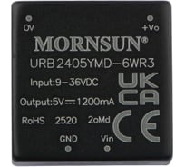 Блок питания MORNSUN URB2405YMD-6WR3 на печатную плату, DC/DC 6 Вт 5 В, изолированный, широкий вход, однополярный выход 1933667