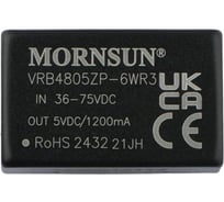 Блок питания MORNSUN VRB4805ZP-6WR3 на печатную плату, DC/DC 6 Вт 5 В, изолированный, однополярный выход, стандартный корпус 3152845