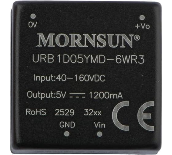 Блок питания MORNSUN URB1D05YMD-6WR3 на печатную плату, DC/DC 6 Вт 5 В, изолированный, широкий вход, однополярный выход 3045661