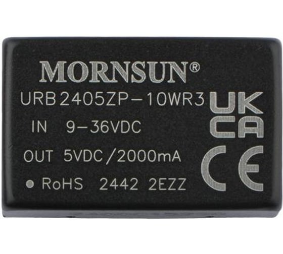 Блок питания MORNSUN URB2405ZP-10WR3 на печатную плату, DC/DC 10 Вт 5 В, изолированный, широкий вход, однополярный выход 3152465