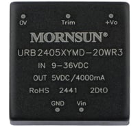 Блок питания MORNSUN URB2405XYMD-20WR3 на печатную плату, DC/DC 20 Вт 5 В, изолированный, широкий вход, однополярный выход 5106803