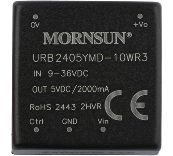 Блок питания MORNSUN URB2405YMD-10WR3 на печатную плату, DC/DC 10 Вт 5 В, изолированный, широкий вход, однополярный выход 2778137
