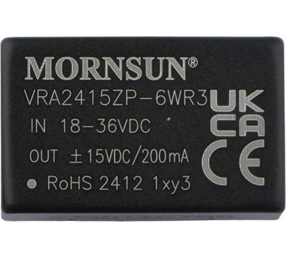 Блок питания MORNSUN VRA2415ZP-6WR3 на печатную плату, DC/DC 6 Вт 15 В, -15 В, изолированный, биполярный выход, стандартный корпус 3152710
