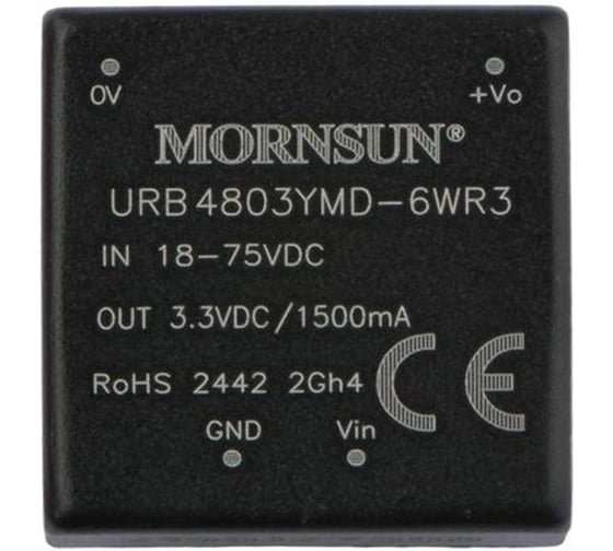 Блок питания MORNSUN URB4803YMD-6WR3 на печатную плату, DC/DC 6 Вт 3.3 В, изолированный, широкий вход, однополярный выход 2182629