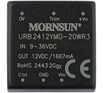 Блок питания MORNSUN URB2412YMD-20WR3 на печатную плату, DC/DC 20 Вт 12 В, изолированный, широкий вход, однополярный выход 3153534