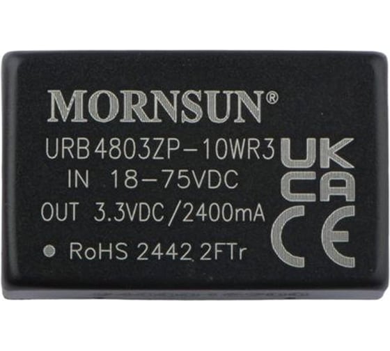 Блок питания MORNSUN URB4803ZP-10WR3 на печатную плату, DC/DC 10 Вт 3.3 В, изолированный, широкий вход, однополярный выход 3152521