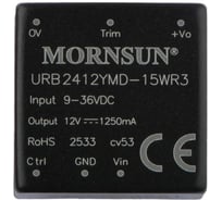 Блок питания MORNSUN URB2412YMD-15WR3 на печатную плату, DC/DC 15 Вт 12 В, изолированный, широкий вход, однополярный выход 3152485
