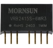Блок питания MORNSUN VRB2415S-6WR3 на печатную плату, DC/DC 6 Вт 15 В, изолированный, однополярный выход, стандартный корпус 3153594