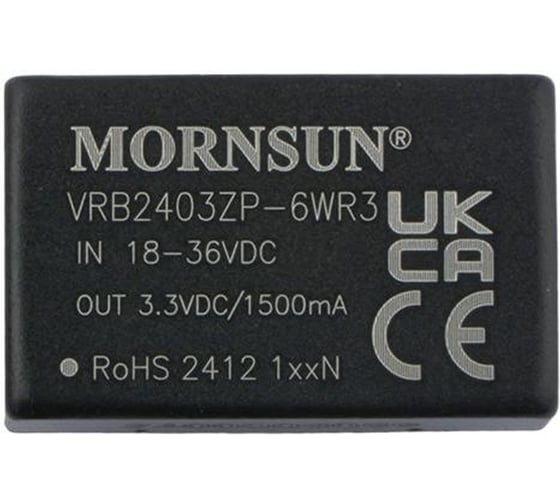 Блок питания MORNSUN VRB2403ZP-6WR3 на печатную плату, DC/DC 6 Вт 3.3 В, изолированный, однополярный выход, стандартный корпус 3152762