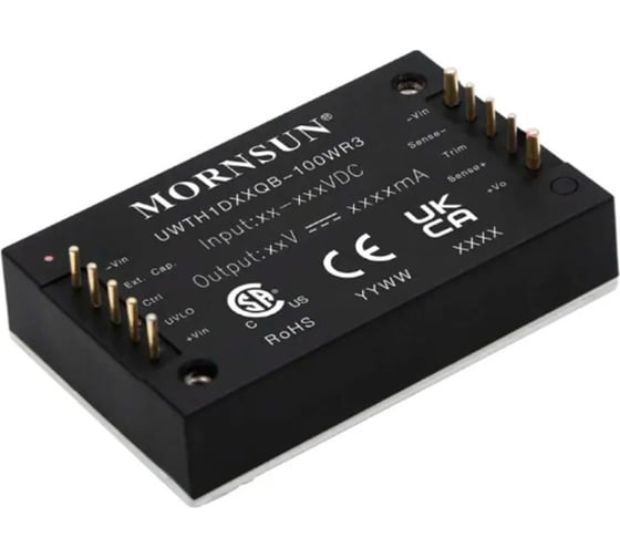 Блок питания MORNSUN UWTH1D15QB-100WR3 на печатную плату, DC/DC 100 Вт 15 В, изолированный, сверхширокий вход, стандартный корпус 5055658