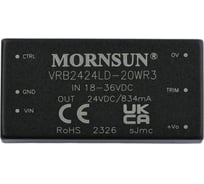 Блок питания MORNSUN VRB2424LD-20WR3 на печатную плату, DC/DC 20 Вт 24 В, изолированный, однополярный выход, стандартный корпус 3152814