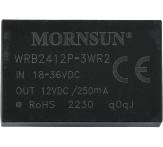 Блок питания MORNSUN WRB2412P-3WR2 на печатную плату, DC/DC 3 Вт 12 В, изолированный, широкий вход, однополярный выход 3152980