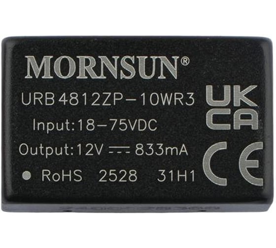 Блок питания MORNSUN URB4812ZP-10WR3 на печатную плату, DC/DC 10 Вт 12 В, изолированный, широкий вход, однополярный выход 3152543