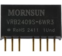 Блок питания MORNSUN VRB2409S-6WR3 на печатную плату, DC/DC 6 Вт 9 В, изолированный, однополярный выход, стандартный корпус 3153588