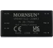 Блок питания MORNSUN VRB4815LD-20WR3 на печатную плату, DC/DC 20 Вт 15 В, изолированный, однополярный выход, стандартный корпус 3152859