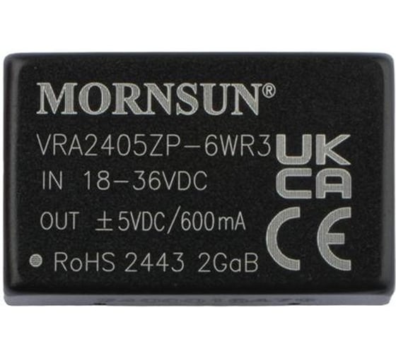 Блок питания MORNSUN VRA2405ZP-6WR3 на печатную плату, DC/DC 6 Вт 5 В, -5 В, изолированный, биполярный выход, стандартный корпус 3152700