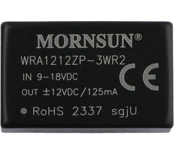 Блок питания MORNSUN WRA1212ZP-3WR2 на печатную плату, DC/DC 3 Вт 12 В, изолированный, широкий вход, биполярный выход 3152906