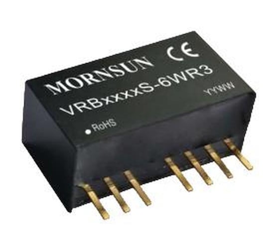 Блок питания MORNSUN VRB2412S-6WR3 на печатную плату, DC/DC 6 Вт 12 В, изолированный, однополярный выход, стандартный корпус 3153591