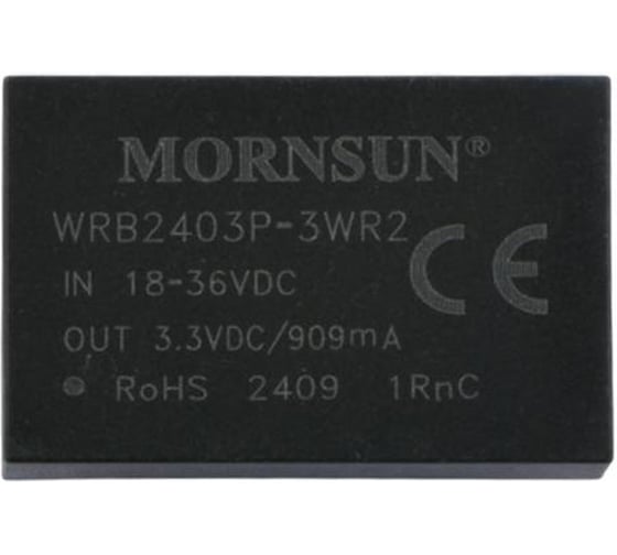 Блок питания MORNSUN WRB2403P-3WR2 на печатную плату, DC/DC 3 Вт 3.3 В, изолированный, широкий вход, однополярный выход 3152974