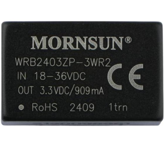 Блок питания MORNSUN WRB2403ZP-3WR2 на печатную плату, DC/DC 3 Вт 3.3 В, изолированный, широкий вход, однополярный выход 3152975