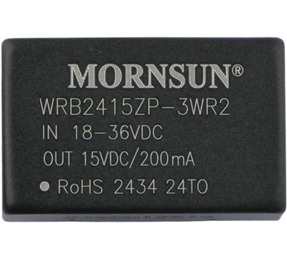 Блок питания MORNSUN WRB2415ZP-3WR2 на печатную плату, DC/DC 3 Вт 15 В, изолированный, широкий вход, однополярный выход 3152985
