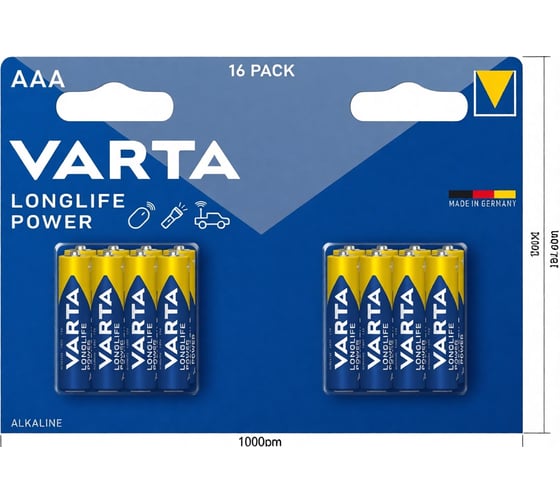 Элемент питания Varta Longlife Power LR03/AAA BL16 4903121416 RPL00770